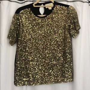 Nicole Miller gold sequin top